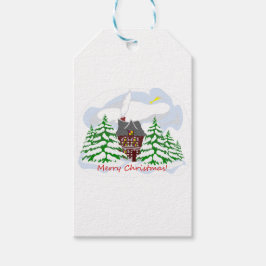 Weihnachten kommt in das Familienhaus Geschenkanhänger