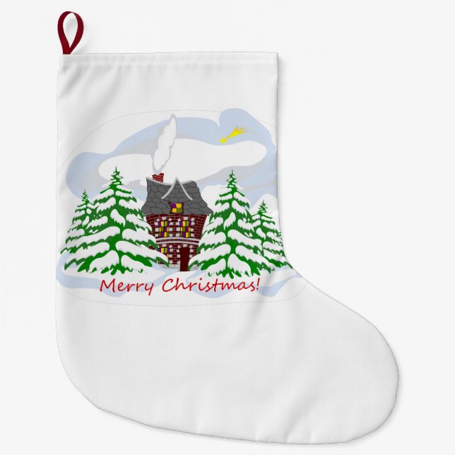 Weihnachten kommt in das Familienhaus Großer Weihnachtsstrumpf (Vorderseite)