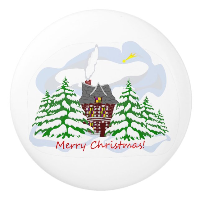 Weihnachten kommt in das Familienhaus Keramikknauf (Vorderseite)