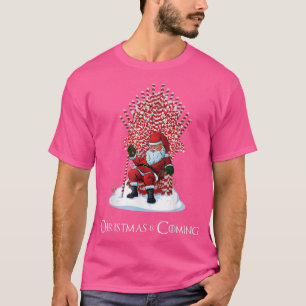 Weihnachten kommt Santa Candy Cane Throne Funny T-Shirt