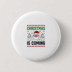 Weihnachten kommt Santa Schneemann Design Button
