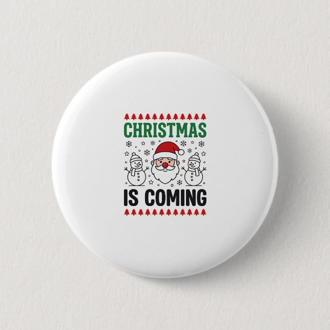 Weihnachten kommt Santa Schneemann Design Button (Vorderseite)