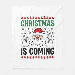 Weihnachten kommt Santa Schneemann Design Fleecedecke