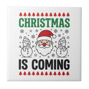 Weihnachten Kommt Santa Schneemann Design Fliese