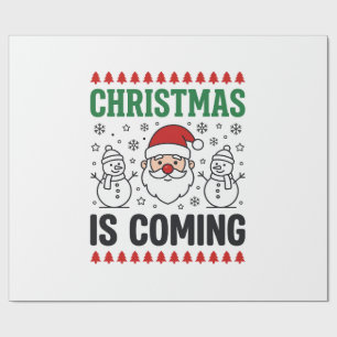 Weihnachten kommt Santa Schneemann Design Geschenkpapier