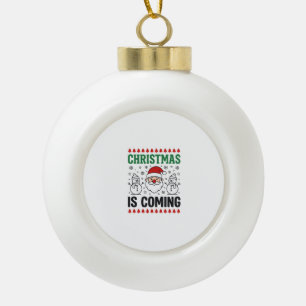 Weihnachten kommt Santa Schneemann Design Keramik Kugel-Ornament