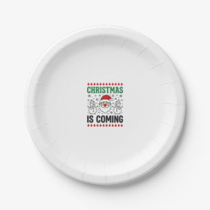 Weihnachten kommt Santa Schneemann Design Pappteller