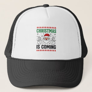 Weihnachten kommt Santa Schneemann Design Truckerkappe