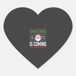 Weihnachten Kommt Santa Schneemann Herz-Aufkleber