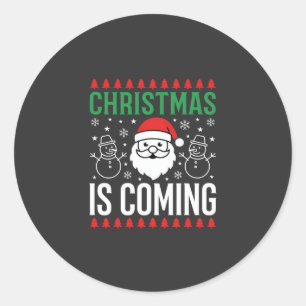 Weihnachten Kommt Santa Schneemann Runder Aufkleber