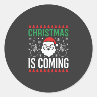 Weihnachten Kommt Santa Schneemann Runder Aufkleber
