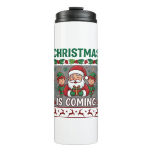 Weihnachten Kommt Weihnachtsmann Elfen Rentiere Thermosbecher