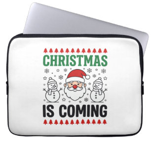 Weihnachten kommt Weihnachtsmann Schneemann Design Laptopschutzhülle