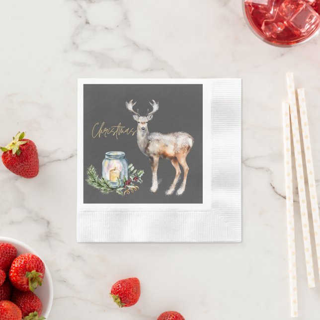 Weihnachten kommt zu uns, Rentier und Dekoration Serviette (Beispiel)