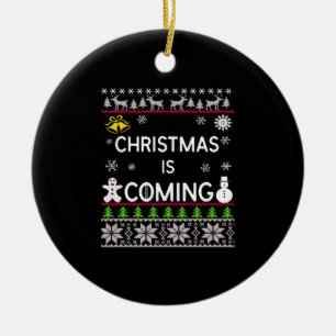 Weihnachten kommt zu Weihnachten Pullover Keramik Ornament