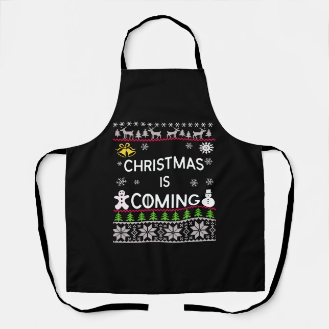 Weihnachten kommt zu Weihnachten Pullover Schürze (Vorderseite)