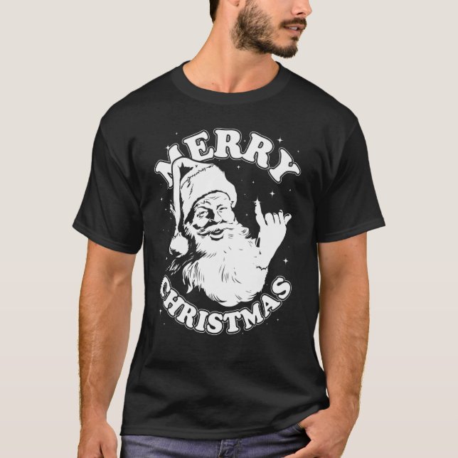 Weihnachten Krass Santa Shaka Surf T-Shirt (Vorderseite)