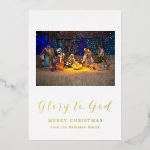 Weihnachten Krippe Ruhm zu Gott Gold Folieneinladung