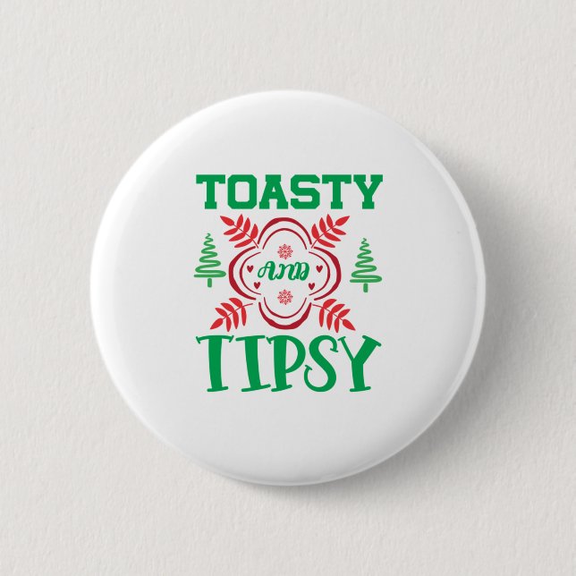 Weihnachten Kunst Toasty und Tipsy Button (Vorderseite)