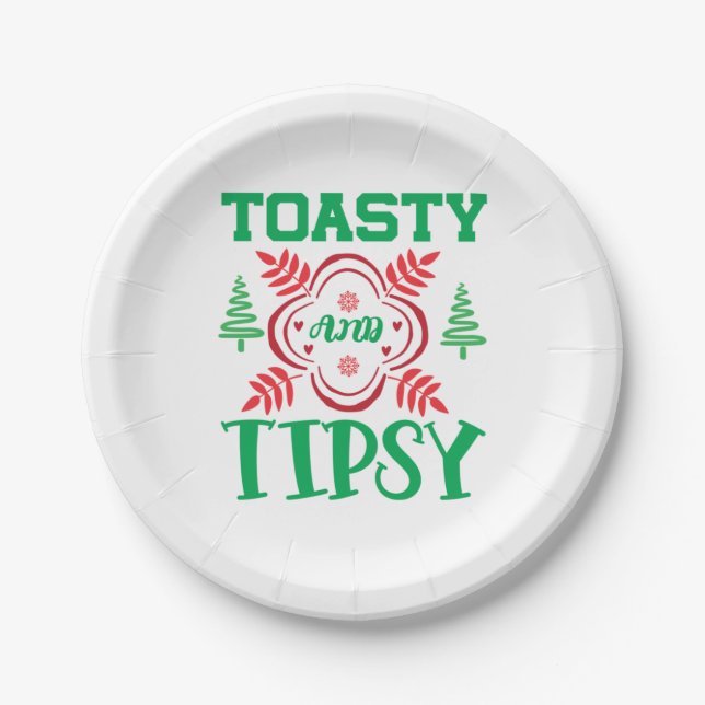Weihnachten Kunst Toasty und Tipsy Pappteller (Vorderseite)