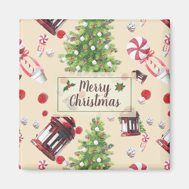 Weihnachten Kunstmuster Magnet (Vorne)