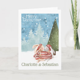 Weihnachten Küssen Bunny Rabbits im Winter Sweater Karte