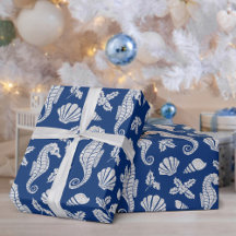 Weihnachten Küste Seepferd Glitzer Navy Blue