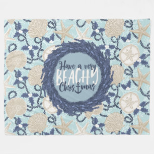 Weihnachten Küste Tropisches Meer Muschel Wreath - Fleecedecke