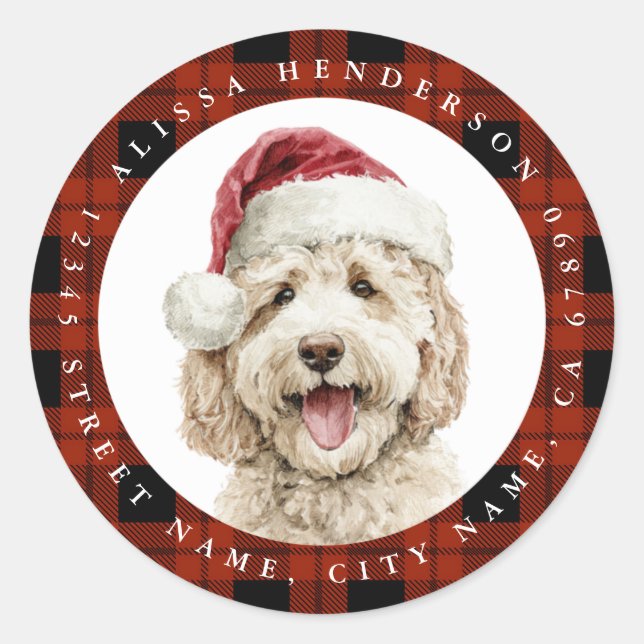 Weihnachten Labradoodle Runde Aufkleber (Vorderseite)