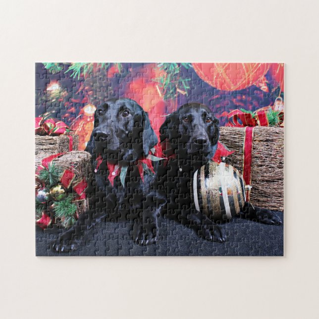 Weihnachten - Labrador - Banjo und ausgewachsener Puzzle (Horizontal)