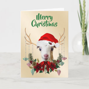 Weihnachten LaMancha Ziege Kind Karte