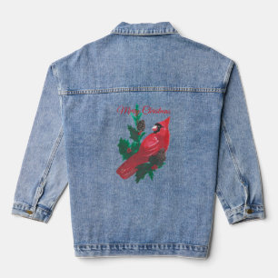 Weihnachten Langarm Roter Kardinal Stechpalme Deni Jeansjacke