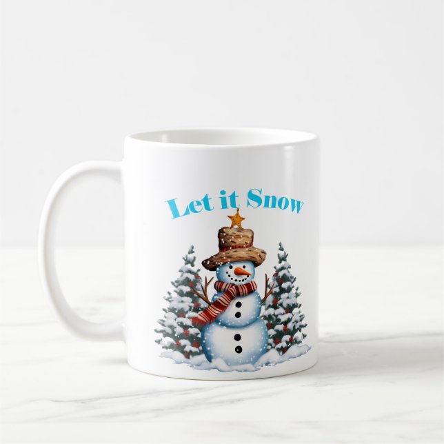 Weihnachten Lass es Schnee Snowman Tasse 11oz (Links)