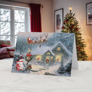Weihnachten Lass es Snow Santa Sleigh Rentier