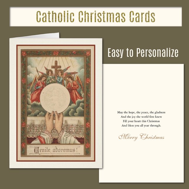 Weihnachten Latein Mass Engel Priester Hände (Traditional Catholic Christmas Cards - Easy to personalize)