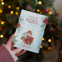 Weihnachten Lattern & Poinsettia Bouquet Einladung