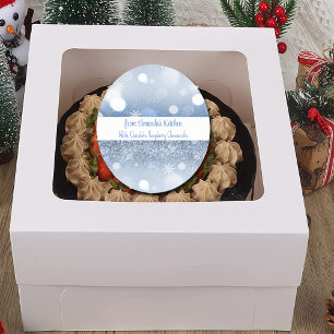 Weihnachten Leckereien Schneeflocken Sparkle Blau Runder Aufkleber