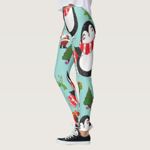 Weihnachten Leggings, Pinguin Leggings