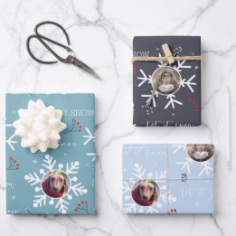 Weihnachten "Let it now" 2 Custom Foto Snowflake Geschenkpapier Set