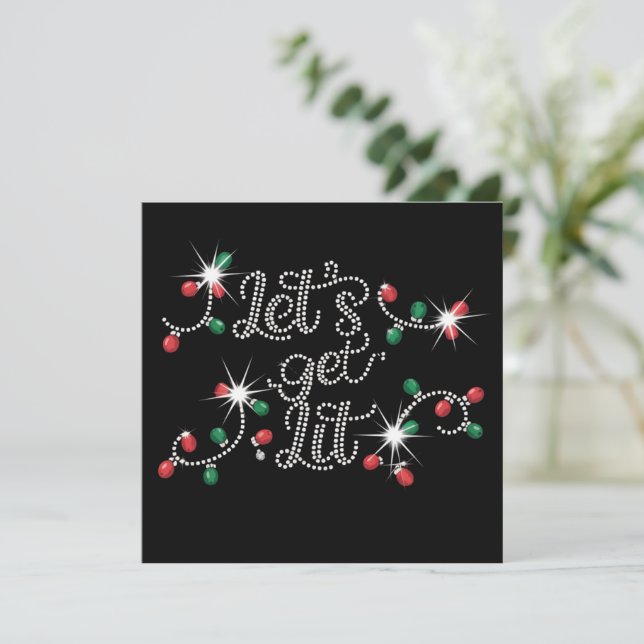 Weihnachten Let's Get Lit Rhinestone Mega Bling  (Stehend Vorderseite)