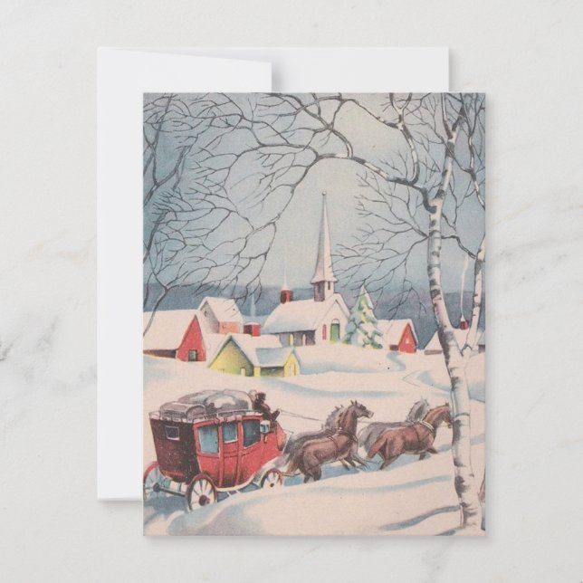 Weihnachten - Leute reiten auf einer Pferdekutsche (Vorderseite)
