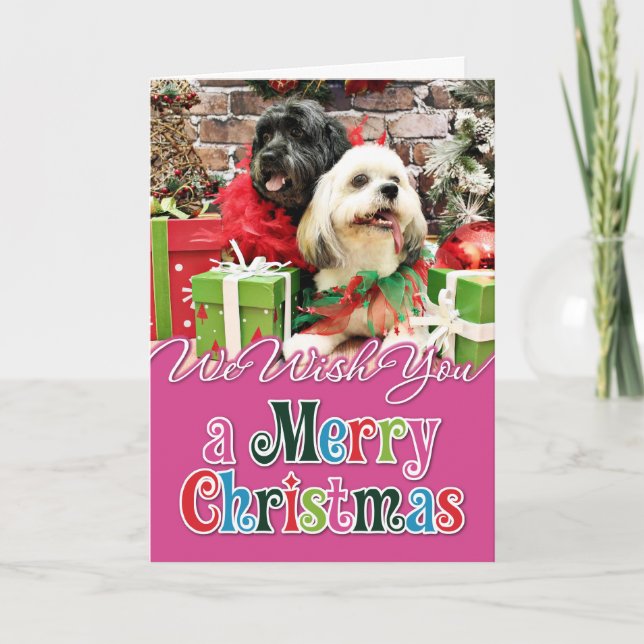 Weihnachten - Lhasa Apso - Klee und Elf (Vorderseite)