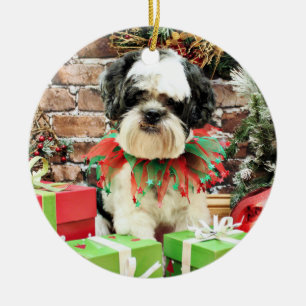 Weihnachten - Lhasa Apso - Parker Keramik Ornament