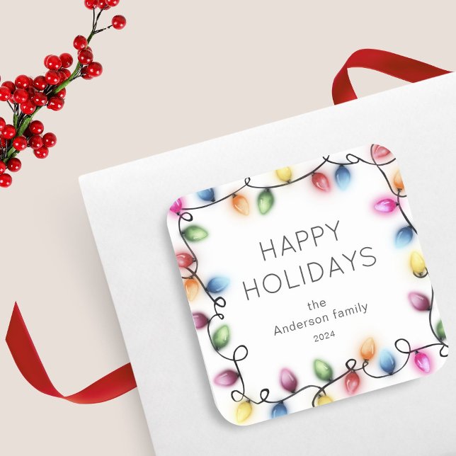 Weihnachten Lichter Frohe Weihnachten Quadratischer Aufkleber (Von Creator hochgeladen)