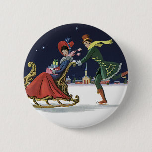 Weihnachten, Liebe Ice Skaten Button