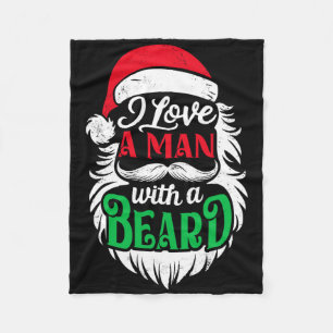 Weihnachten Liebe ich einen Mann mit Bart Funny Sa Fleecedecke