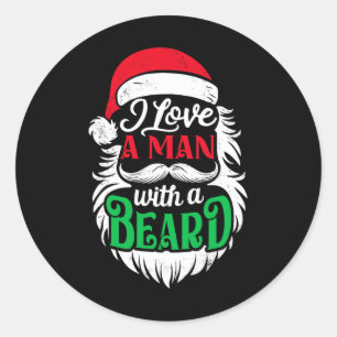 Weihnachten Liebe ich einen Mann mit Bart Funny Sa Runder Aufkleber
