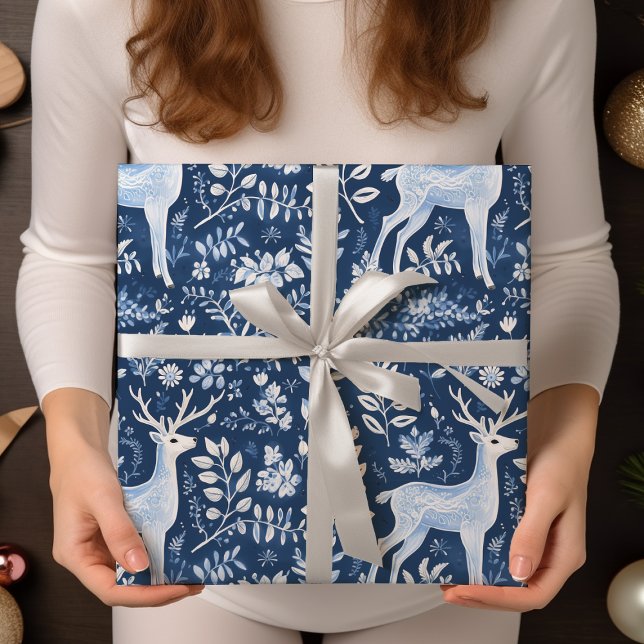 Weihnachten Liebe monochromatisch blau weiß Geschenkpapier (Von Creator hochgeladen)
