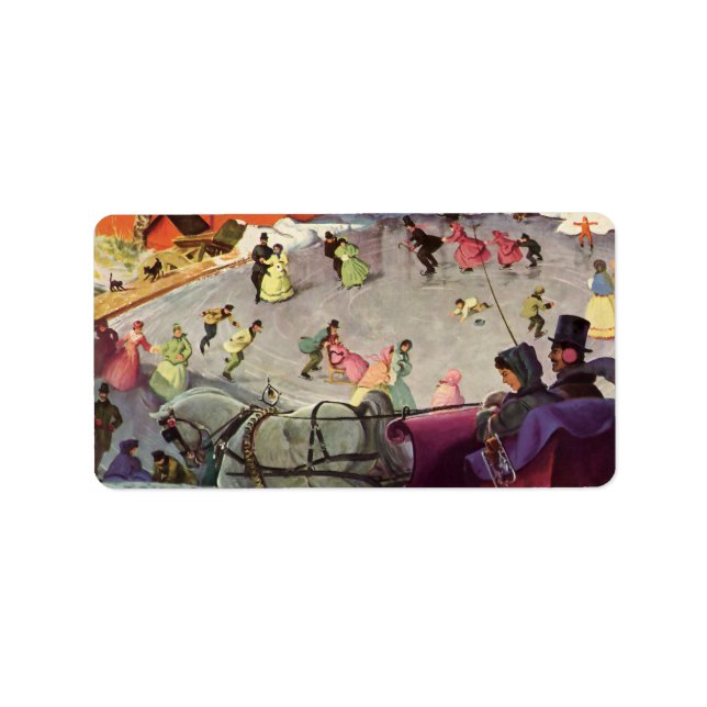 Weihnachten, Liebe und Romantik Sleigh Adressaufkleber (Vorne)