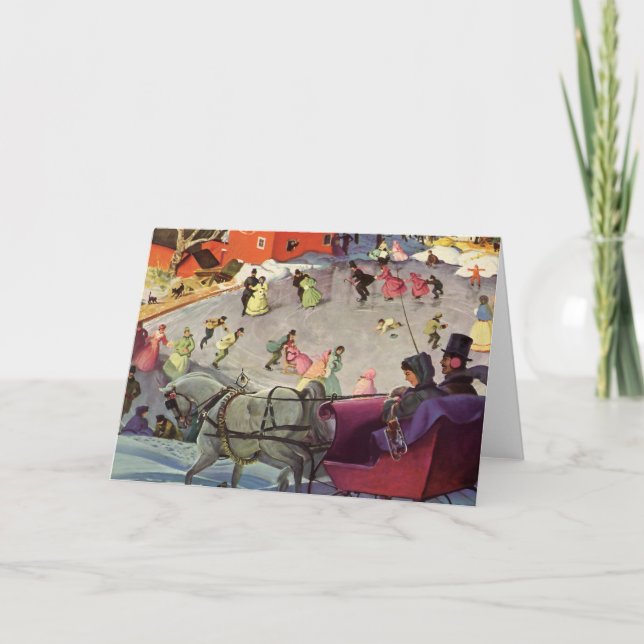 Weihnachten, Liebe und Romantik Sleigh Feiertagskarte (Vorderseite)